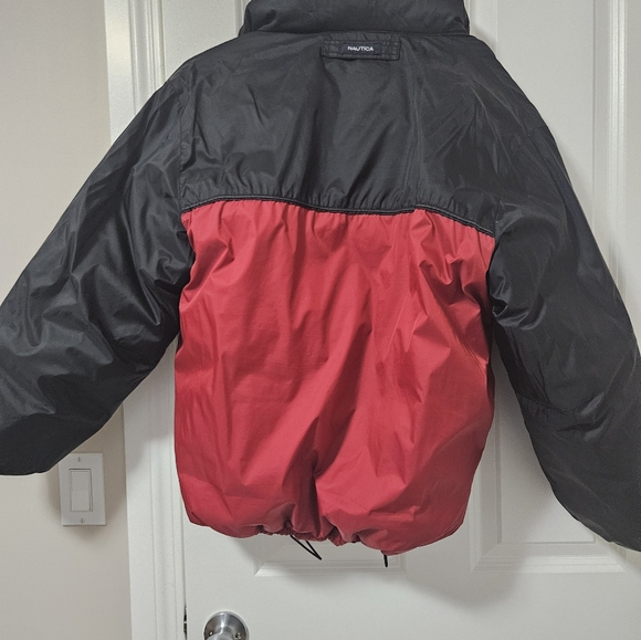 Vintage Nautica Mens Puffer Jacket Reversible Large Black and Red - Picture 9 of 9